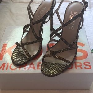 MICHAEL KORS Metallic Strappy Heels